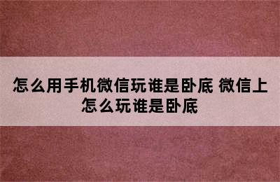 怎么用手机微信玩谁是卧底 微信上怎么玩谁是卧底